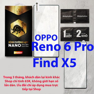 Kính cường lực Oppo Reno 6 Pro/Find X5 hiệu Webphukien